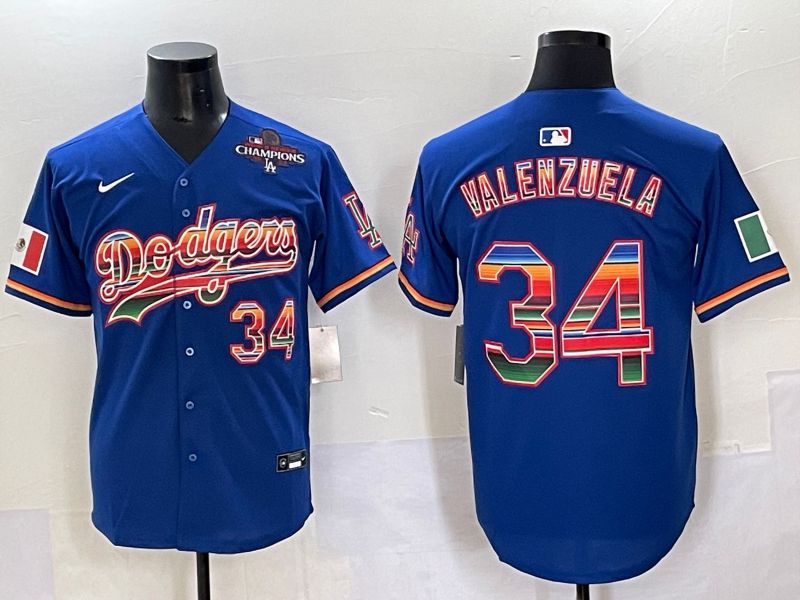 Men 2025 Los Angeles Dodgers #34 Valenzuela Blue Nike MLB Jersey style 6277->los angeles dodgers->MLB Jersey